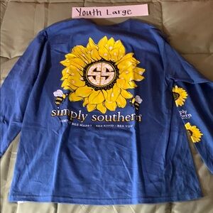 2/$25 Simply Southern Blue and Yellow Sunflower Long Sleeve Tee